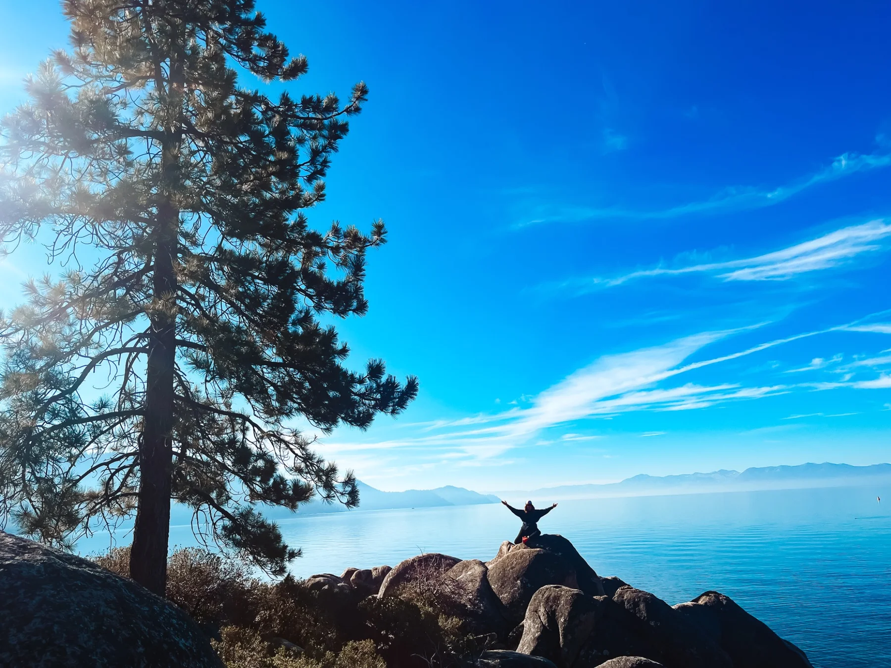 Libby Mays hiking above Lake Tahoe